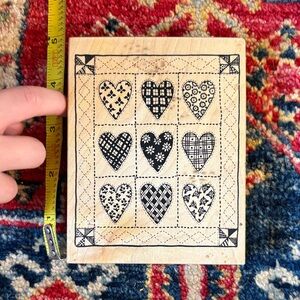 Rustic Heart Pattern Wooden Stamp